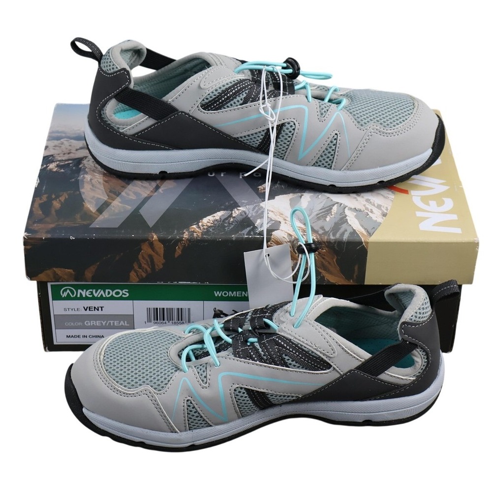 Nevados Vent Shoes Womens Size 7.5 Grey Teal Breathable Hiking Walking Sneaker
